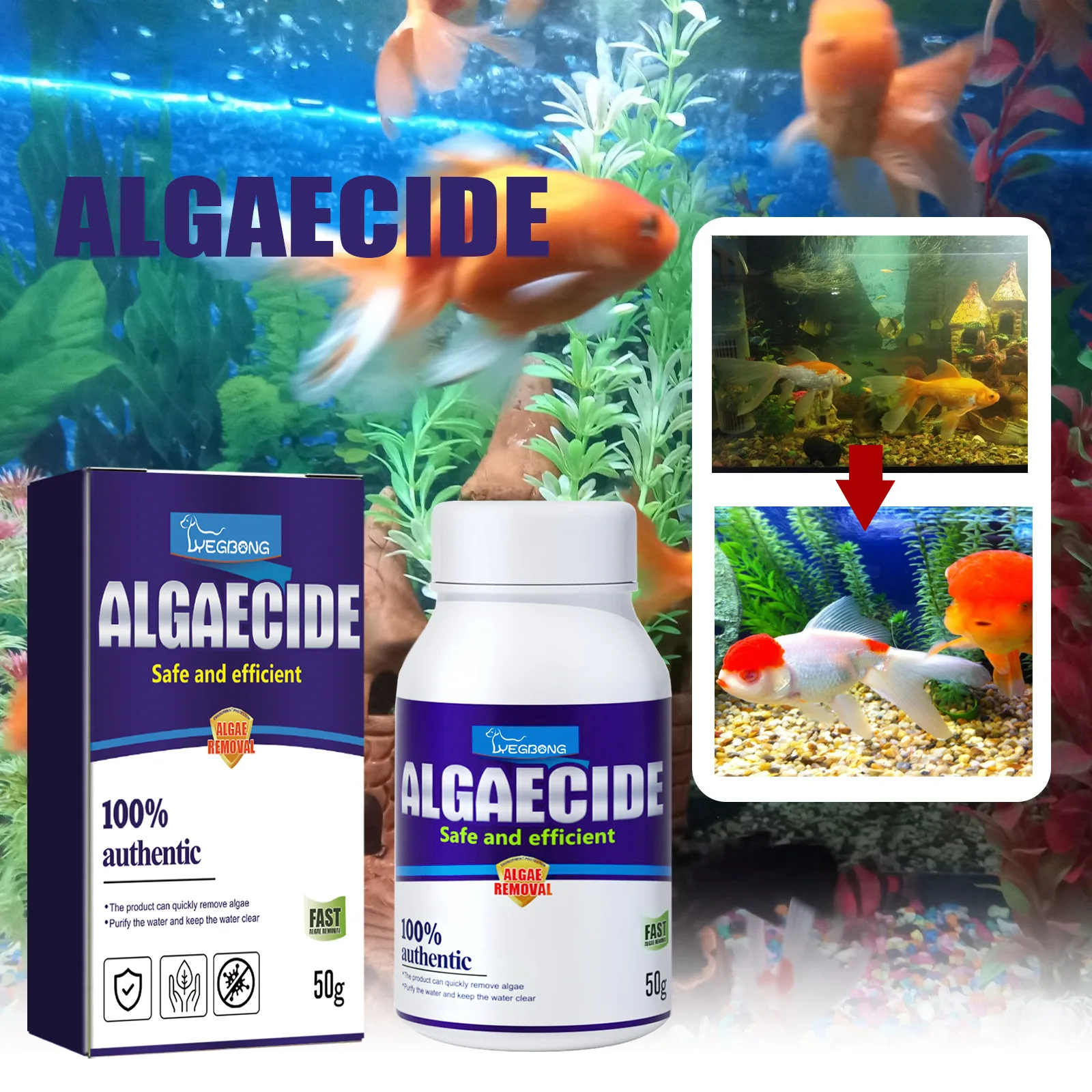 Aquarium Algae Remover High Efficiency Safe Formula Fast Acting Economical Moss Water Cleaner Control Powder for Fish Tank Pond