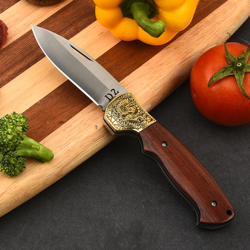 D2 Steel Folding Multi purpose Small Knife Fruit Knife Hand for Eating Lamb and Peeling Skin Outdoor Portable Knife