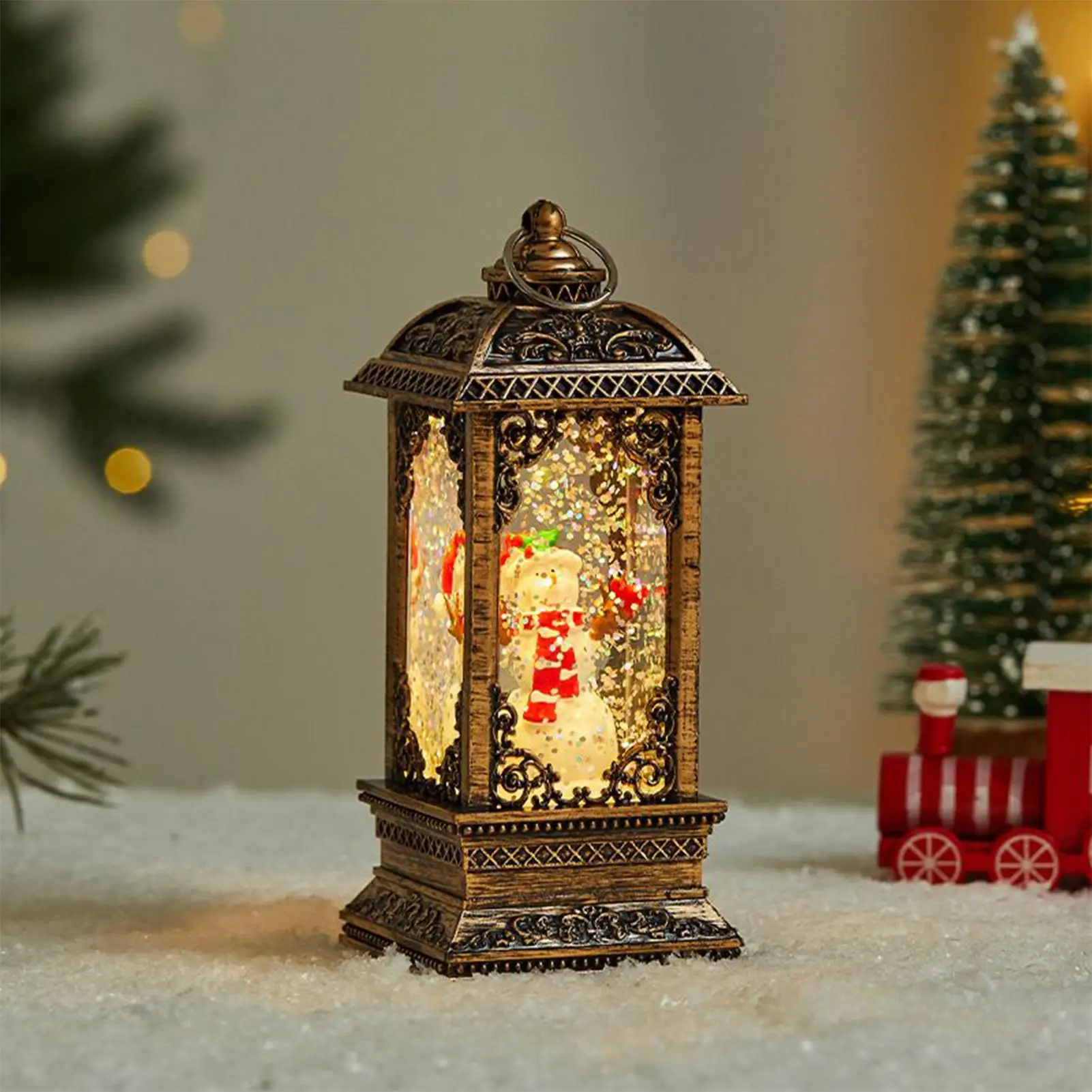 Christmas Snow Globe Retro With Hexagonal Cone Lighted Christmas Globe Santa Decor For Friends Teens Adults Men Women Under Tree