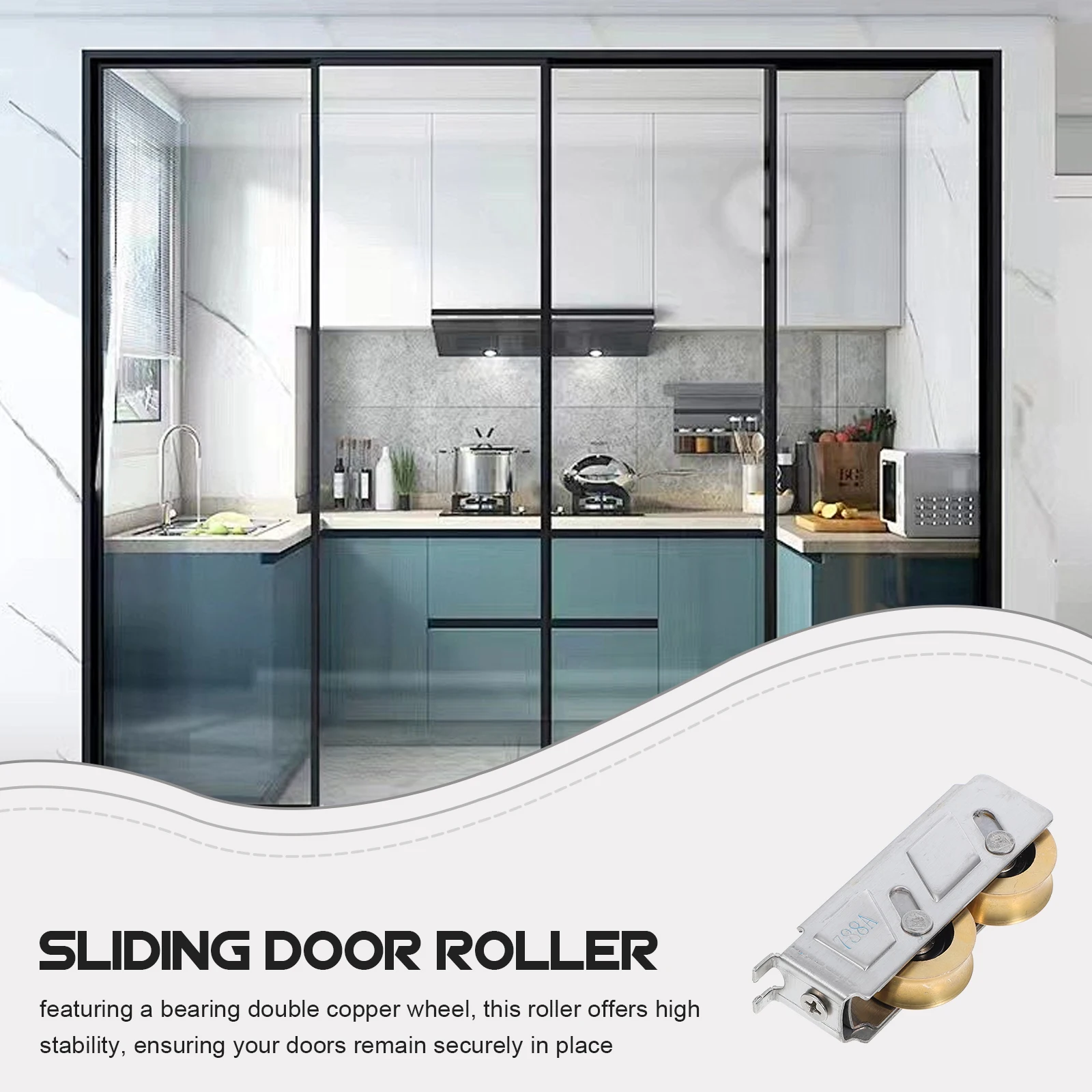 2Pcs Sliding Door Roller Stainless Steel Shell Double Copper Wheel Ball Bearing for Smooth Closet Patio Screen Door Operation