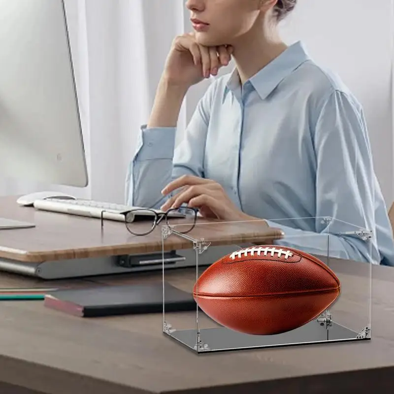 Football Display Case Acrylic Display Box Dustproof Clear Display Case Football Display Stand Display Case For Home Offices