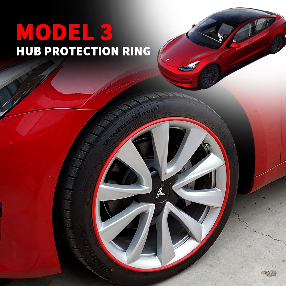 4PCS Car Wheel Hub Rim Edge Protector Ring Strip Rubber Tire Protection Decoration Accessories For Tesla Model 3 Y X Z 2017-2023