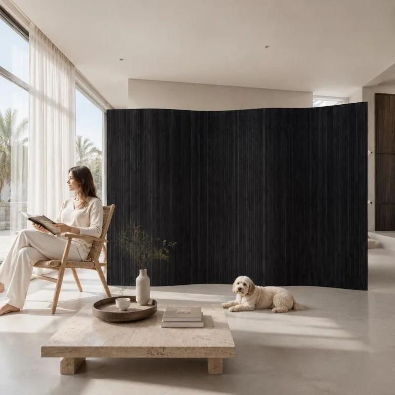 Paravent en bambou naturel 165 x 400 cm, séparateur de pièce enroulable résistant et durable pour intérieur, création d'espace privé chambre salon, style naturel et rangement facile