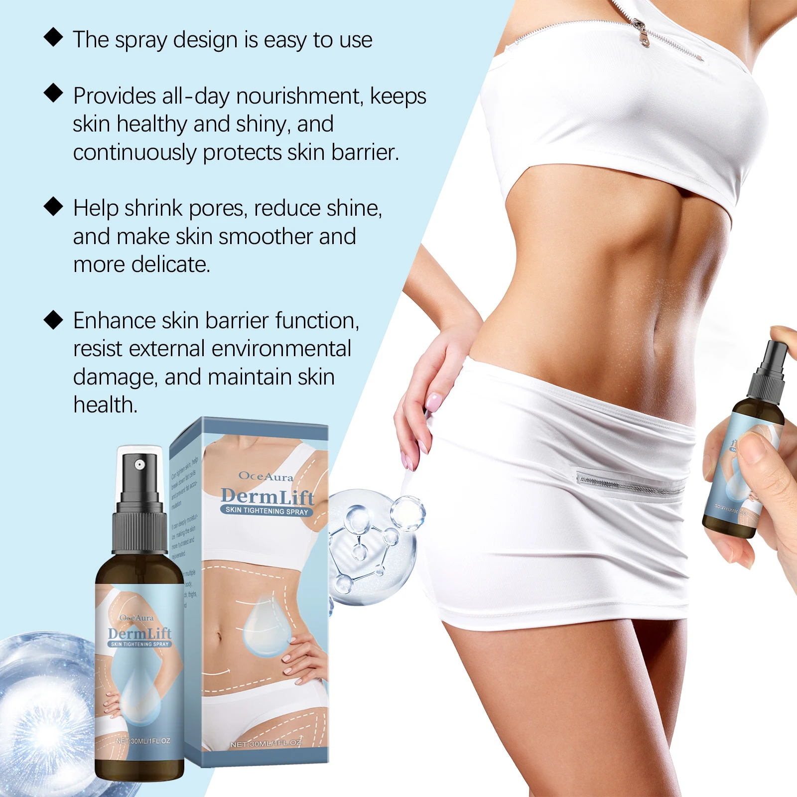 Fat Burning Spray Chest Firming Belly Skin Slimming Spray Anti-Cellulite Increase Skin Elasticity Moisturize Tighten Body Care ﻿