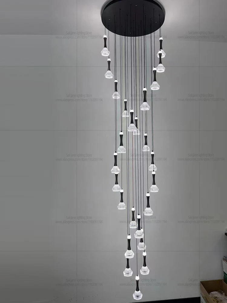 Modern Home Decoration Chandelier Double Attic Pendent Living Room Ceiling Light Hanging Stairs