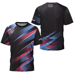 Rainbow striped printed 3D T-shirt, men's summer tennis Badminton table tennis training breathable lightweight top, Asian size