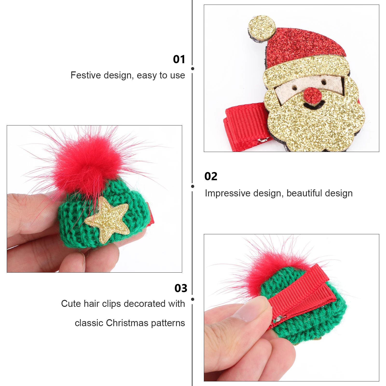 

10 Pcs Christmas Hair Clips Lovely Cloth Premium Material Hairpins Kids Party Prom Ceremonies Celebrations Daily Wear