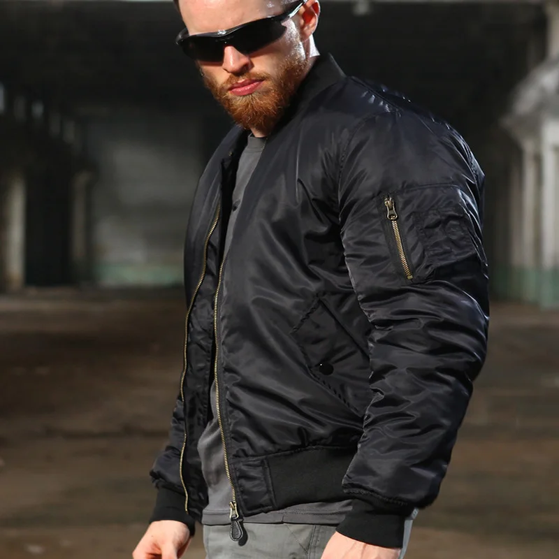 Men's Winter Military Jacket Outwear Coat Cotton Padded Flight MA-1 Bomber Jacket Casual Baseball Jackets Solid Outwear Coats