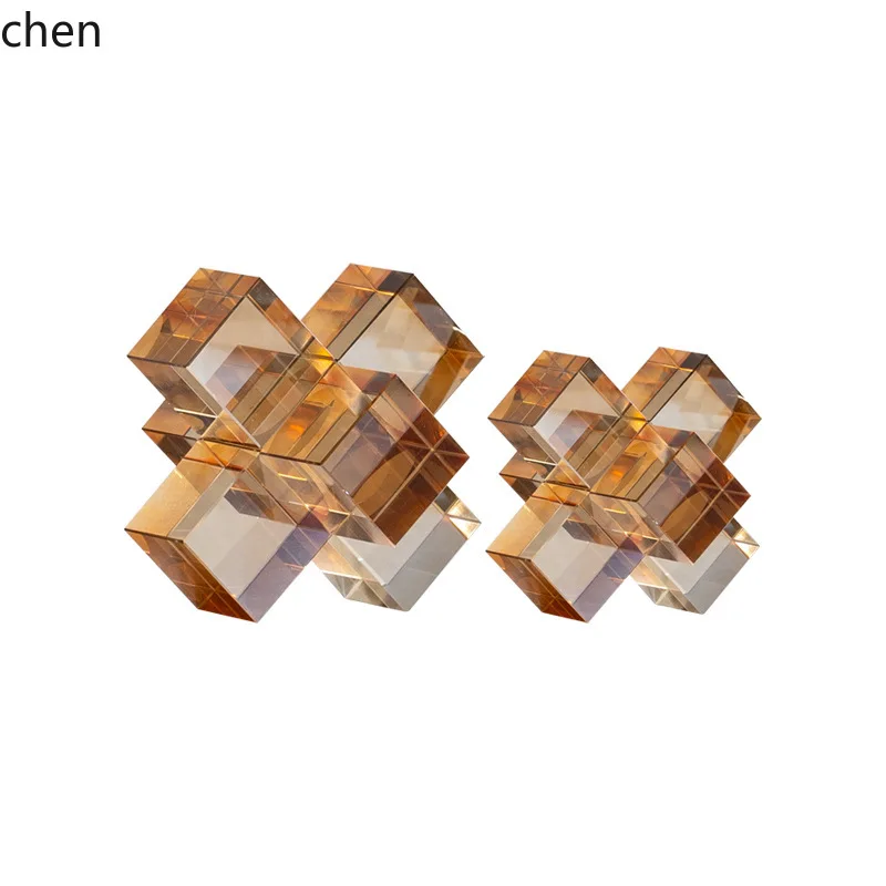 CZ Geometric Coffee Crystal Ornament Sample Room Exhibition Hall Creative High-end Ornament Wine Cabinet Decoration Display