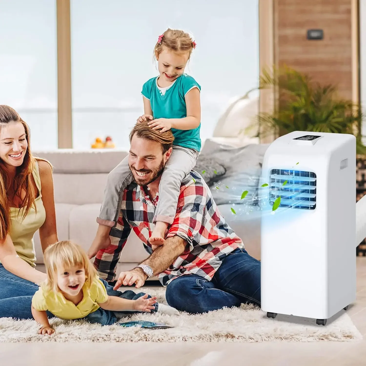 

COSTWAY 8000 BTU Portable Air Conditioner with Remote Control Dehumidifier Function Window Wall Mount (8000 BTU)