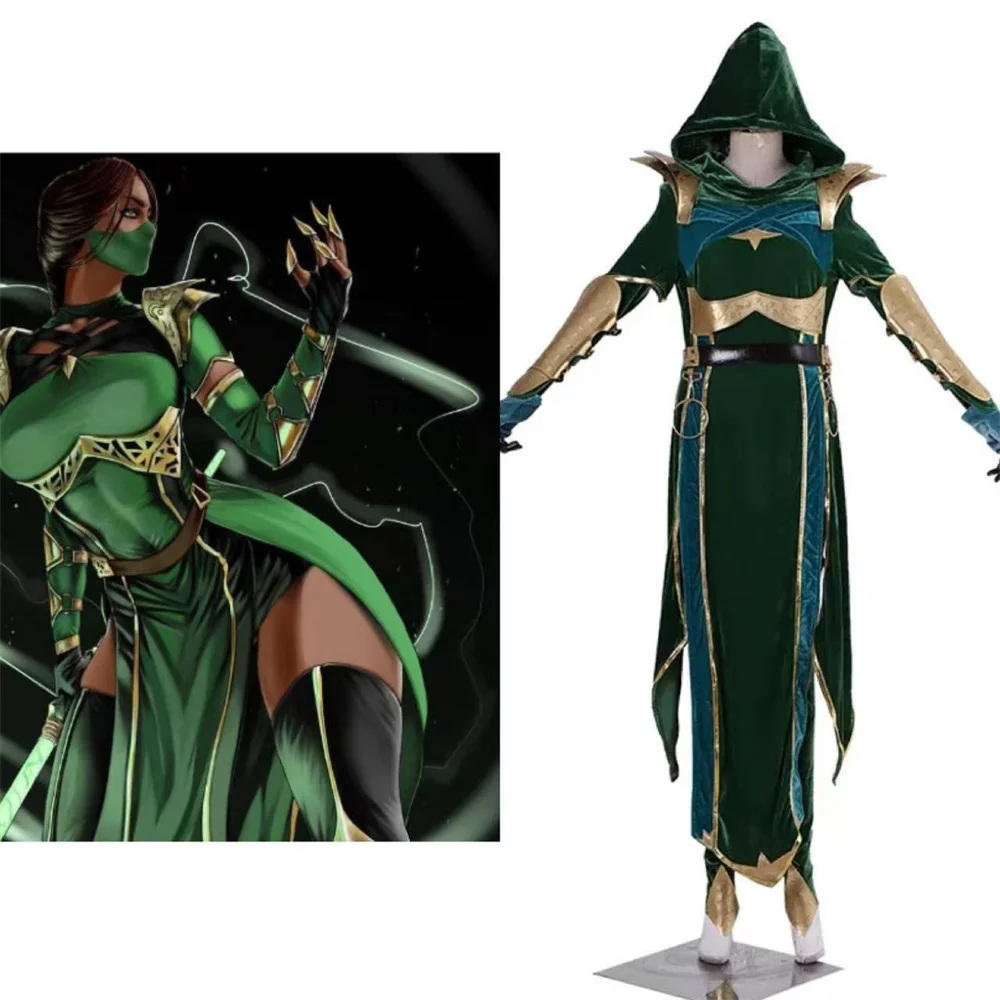 

Game Mortal Cosplay Kombat Jade Green Version Combat Outfit Adult Women Halloween Carnival Sexy Game Suit