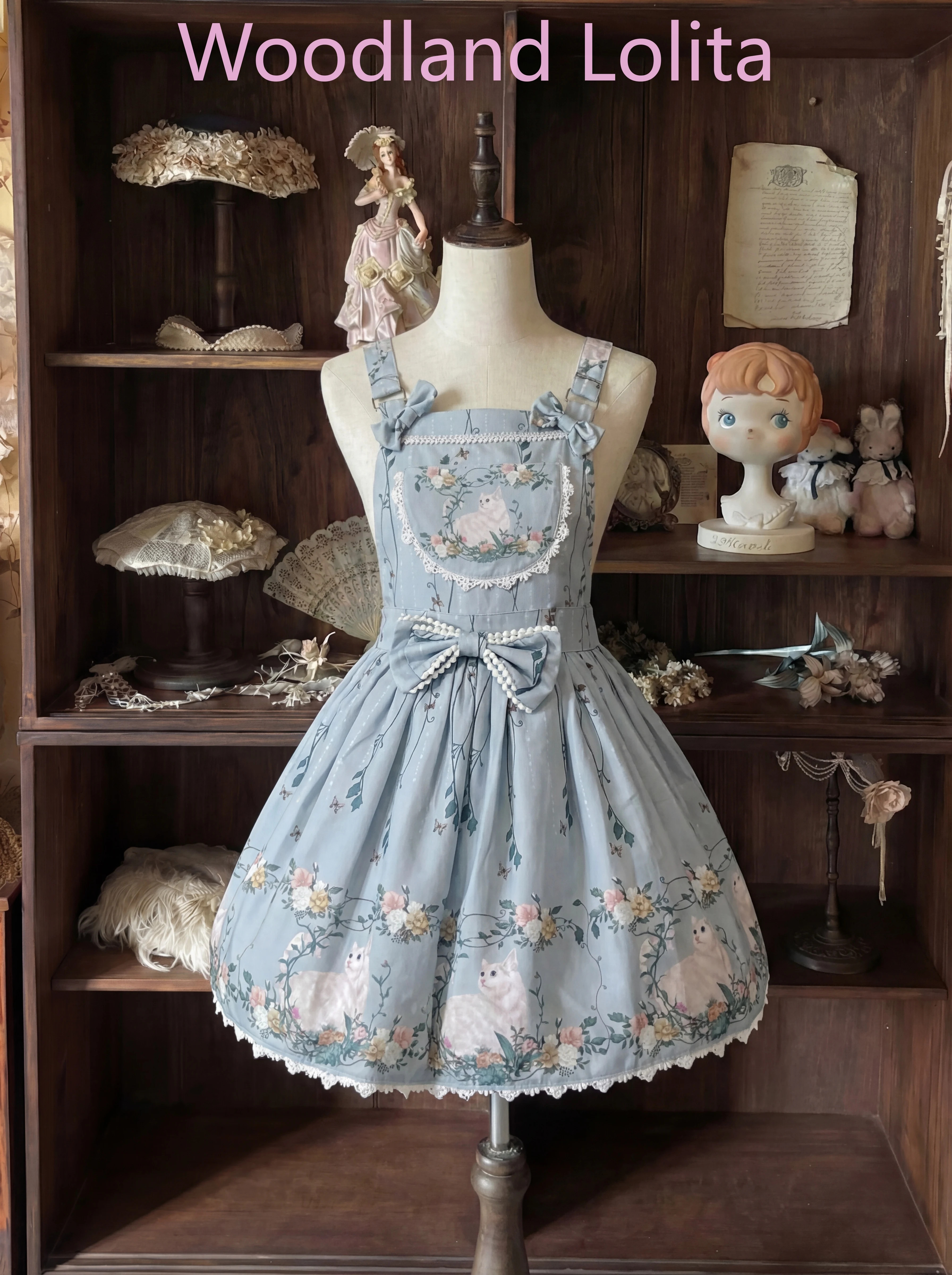 

Японское платье Лолита с милым животным принтом, женское мини-платье JSK на тонких бретельках с открытыми плечами, кружевом и бантом, для вечеринок, летнее, в стиле кавайи