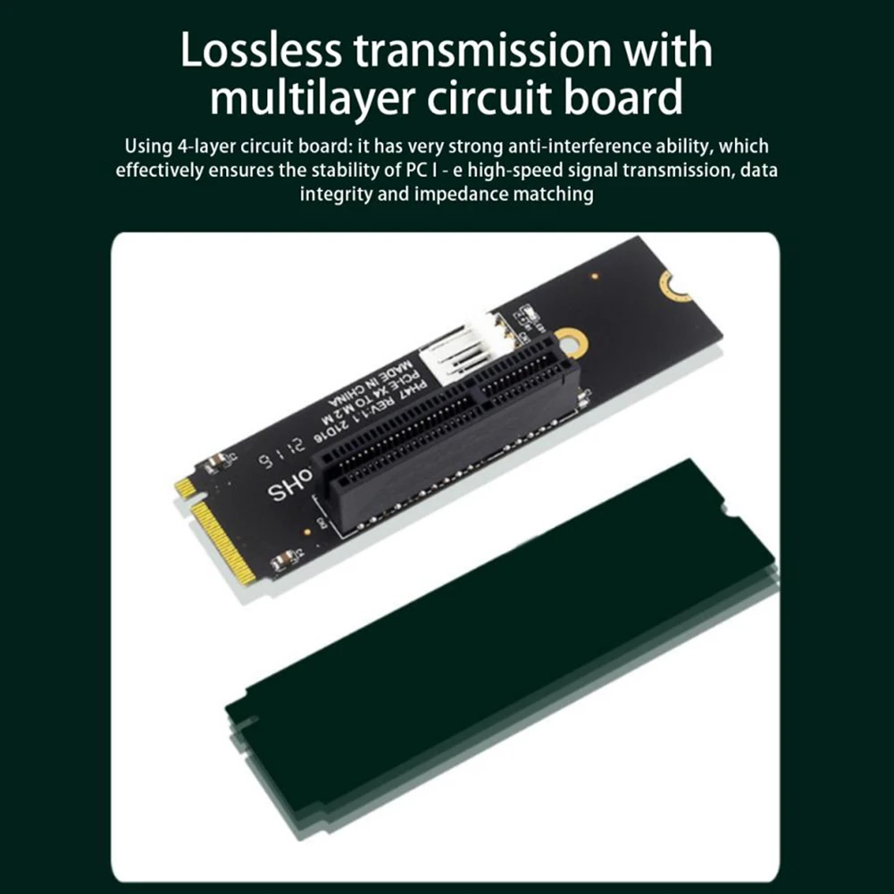 【SPECIAL OFFER】NGFF M.2 to PCI-E 4X Riser Card M2 M Key to PCIe X4 Adapter with LED Indicator Power Riser for Bitcoin Mining