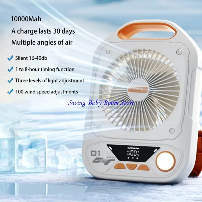 

Портативный вентилятор на открытом воздухе K1AD со светодиодным лампом на 10000 мАч вентилятор для кемпинга или дома