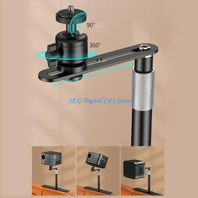

U75B Plug-in Projectors Stand Bedside Sofa Projectors Mount Base Ballhead 360 Degree Adjustable Table Side Projectors Bracket