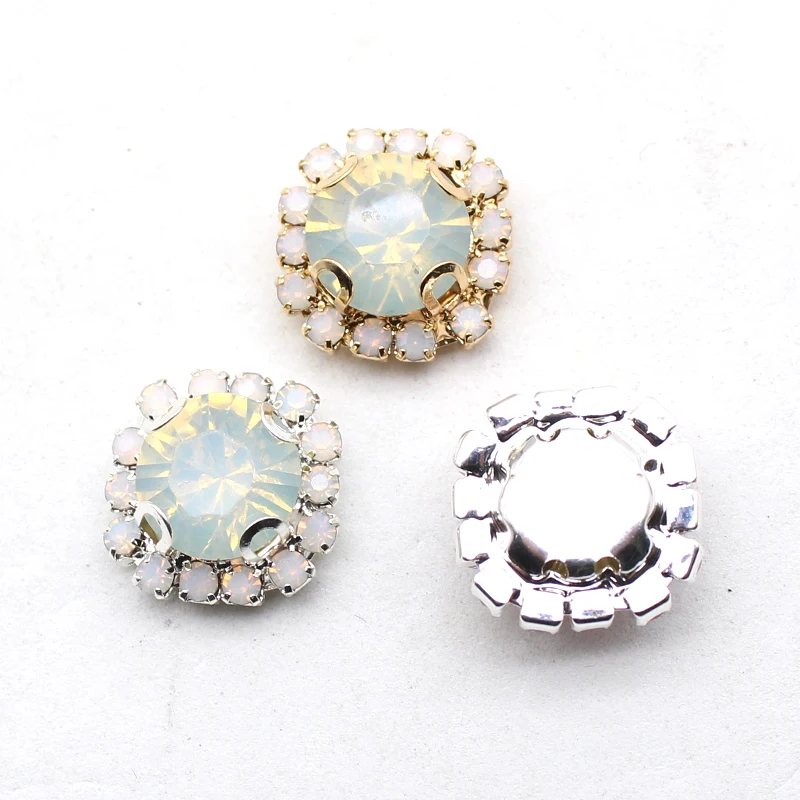 Brand New 10 قطع 15 مللي متر المعادن حجر الراين قاعدة مسطحة الراتنج حجر الراين حلية ، DIY بها بنفسك اليدوية رومانسية الزفاف حلية اكسسوارات #4