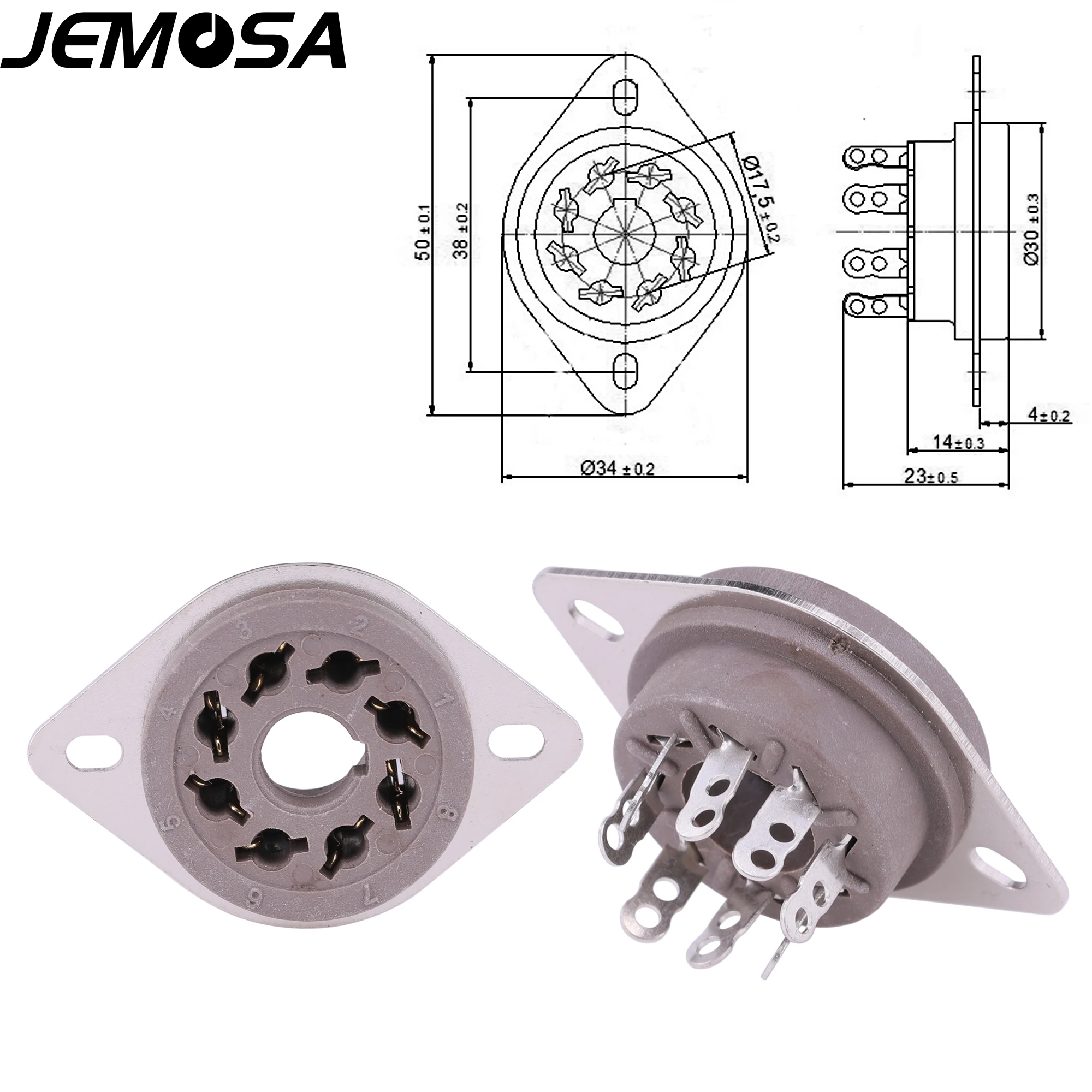 Bakelite 8Pin ซ็อกเก็ต GZS8-F2วาล์วหลอด KT88 6SN7 6V6 6L6 EL34 6550 6N8P 5881 5U4G สูญญากาศ HIFI เครื่องขยายเสียง