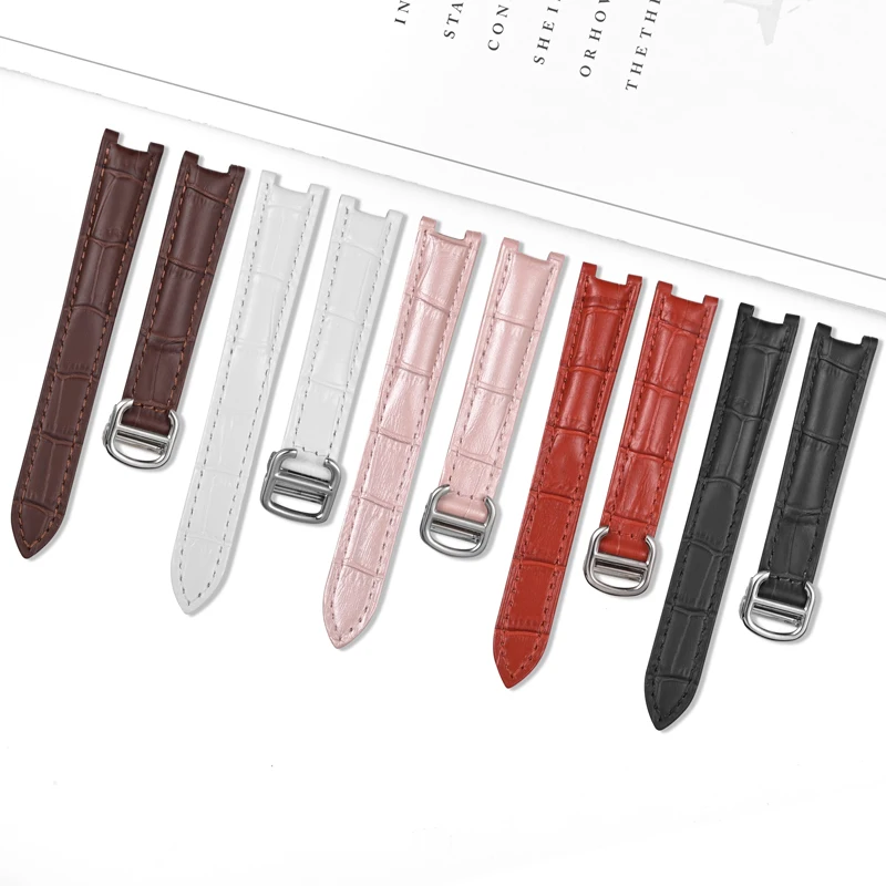 

Genuine Leather Watch Strap for Cartier Pasha Series Special Concave Watchband stainless steel buckle high quality hard-wearing
