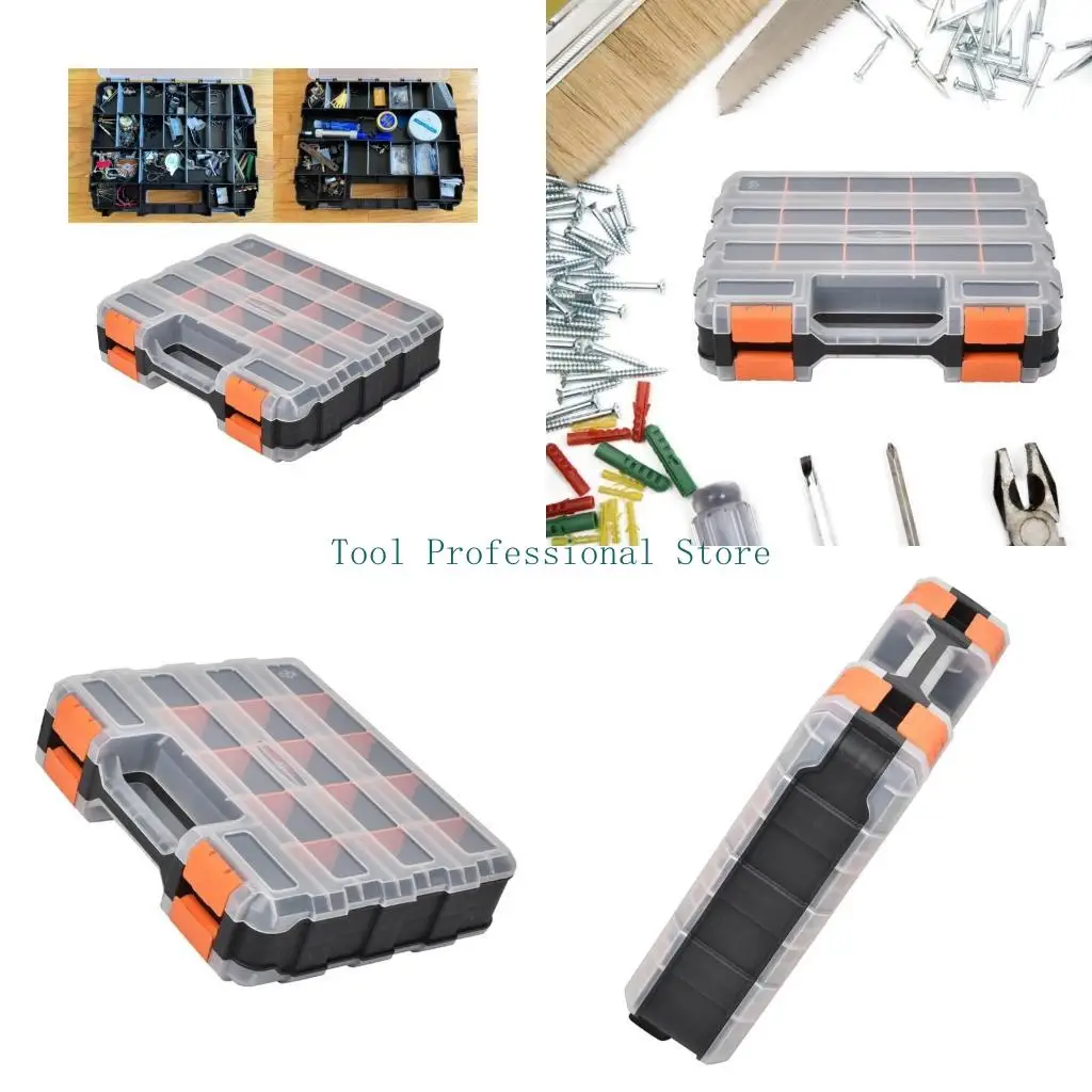 57QF Plastic Sorting Box Tool Part Container Bin Double Side Tools Box Small Parts Storage Case for Garage Workshop Storage