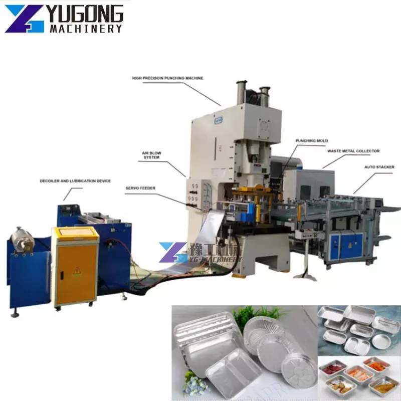 Lunch Boxes Foil Food Tray Plates Making Machine Low Price 7.5KW Power Press Aluminum Foil Container Making Punching Machinery