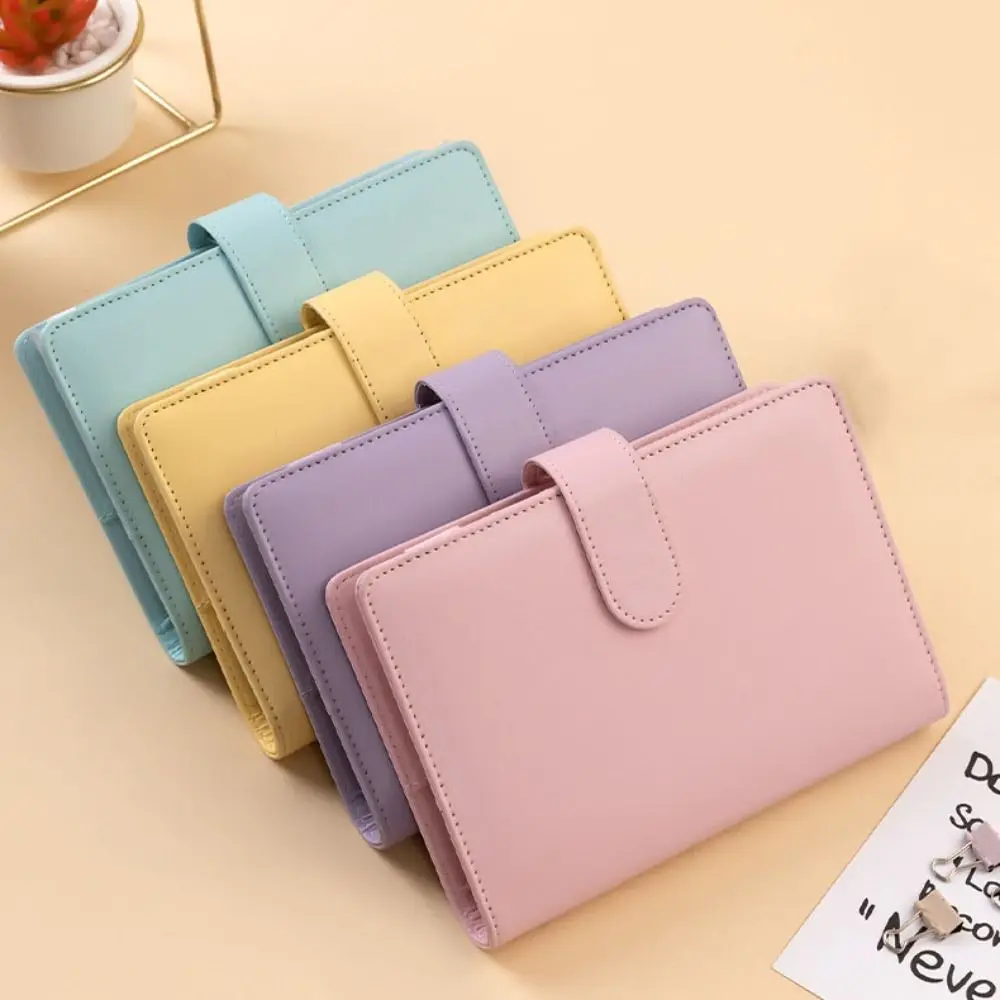 A6 Cash Budget Ledger Magnetic button Macaron Color Loose-leaf Notebook Diary Notepad Budget Tables PU Leather Folder Student