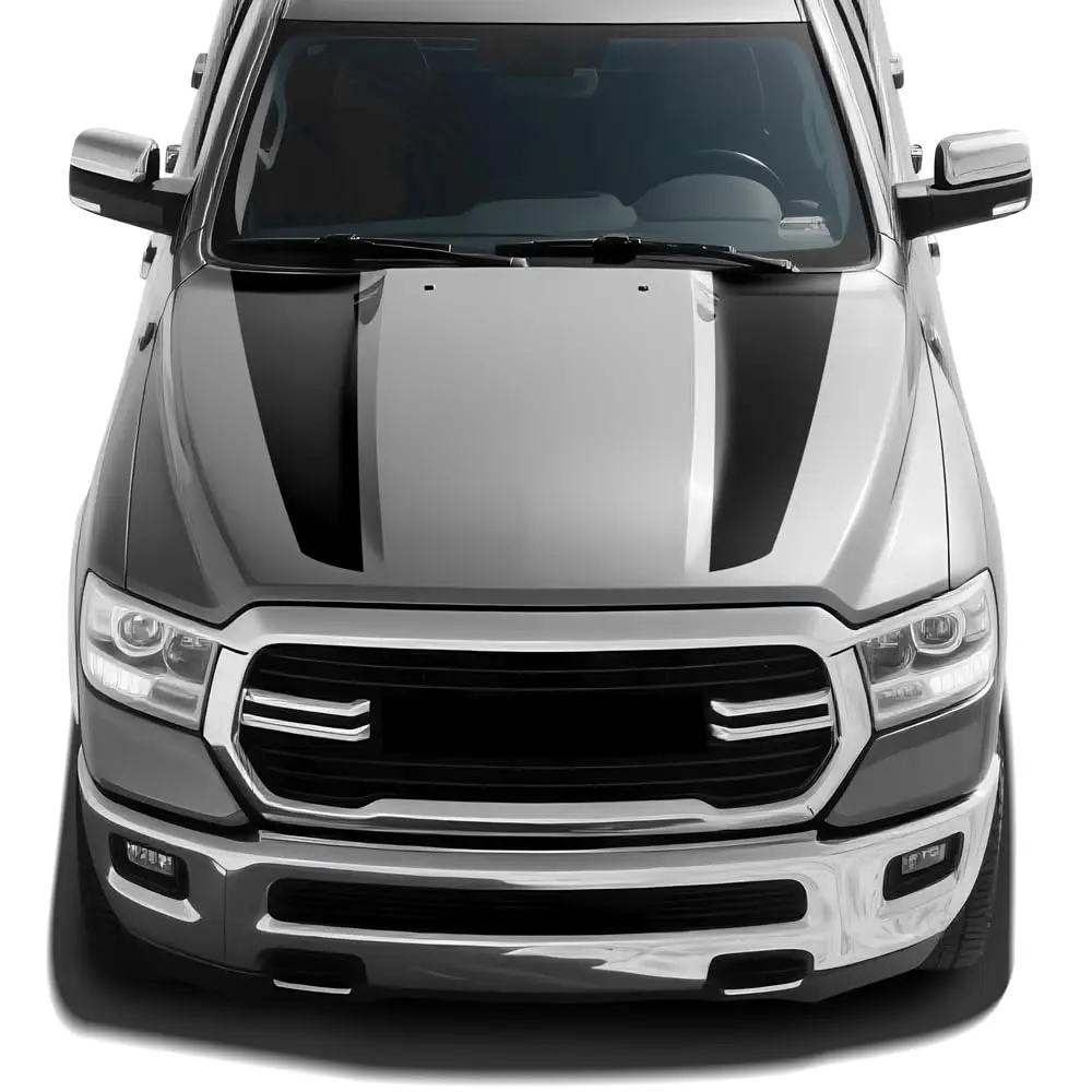 

2pcs Decal Sticker Vinyl Hood Bonnet Racing Stripe Kit Compatible with Dodge Ram 2009-2025