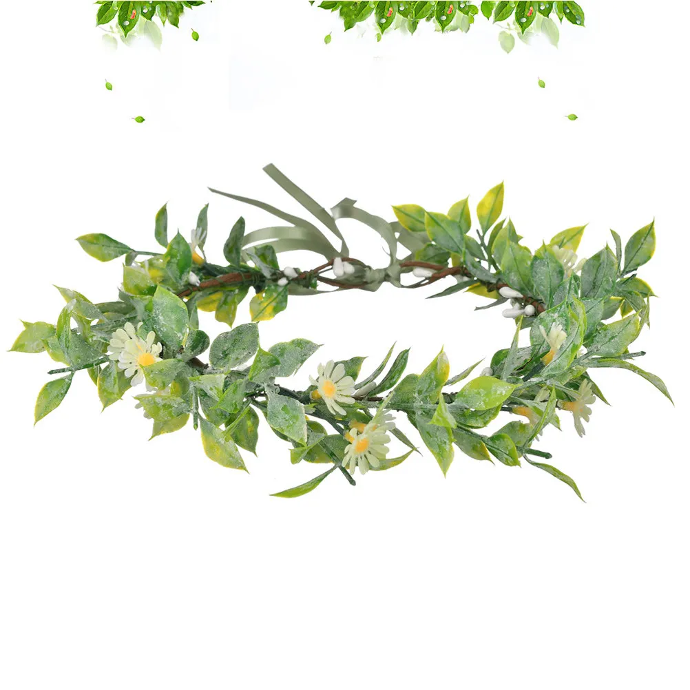 

1 шт. Цветочный ободок для волос, красивый венок из цветов и листьев, повязка на голову для фестивалей, вечеринок, свадеб, путешествий, фотосессий, для женщин
