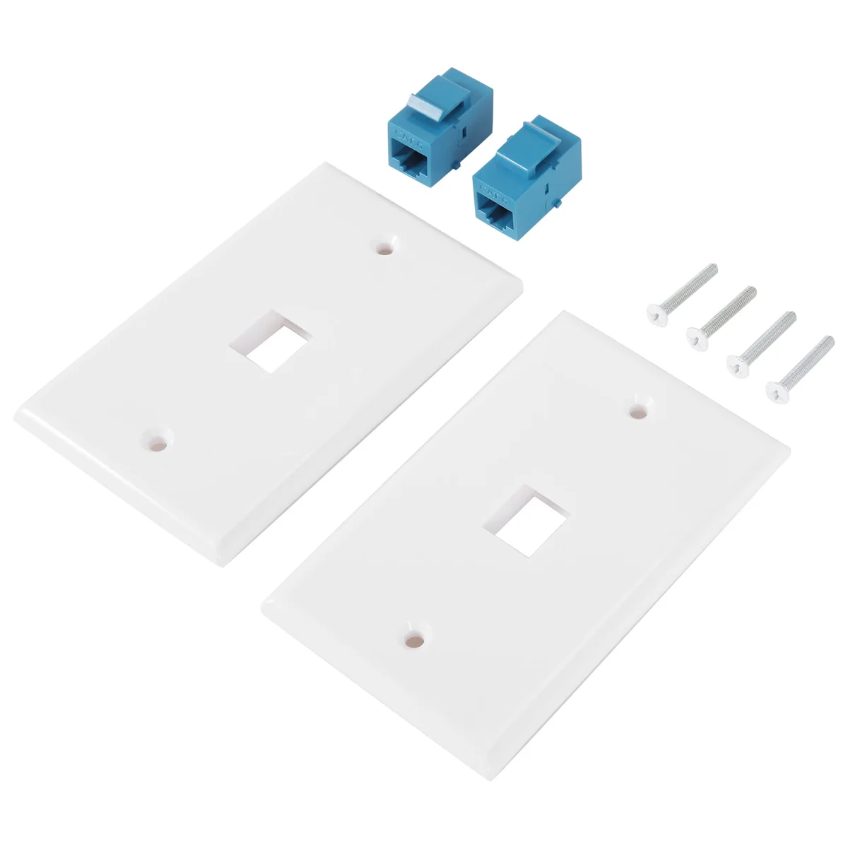 

2-Pack 1 Port Ethernet Wall Plate, RJ45 Cat6 Female to Female Jack Inline Coupler Face Plates, 1-Port