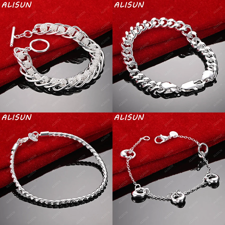 

ALISUN 925 Sterling Silver Design Bracelets For Women Men Anniversary Gift Popular Wild Fashion Romantic Jewelry