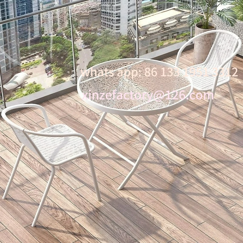 

Customizable Outdoor Balcony Three-piece Casual Tea Table and Chair White Combination Folding One Table and Two Chairs