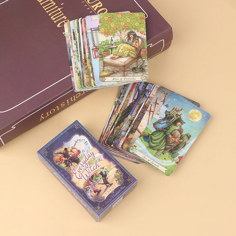 Cartas de Tarot para principiantes, libro de Tarot en idioma inglés, juego de mesa de bruja diaria, herramientas de cartas de adivinación de