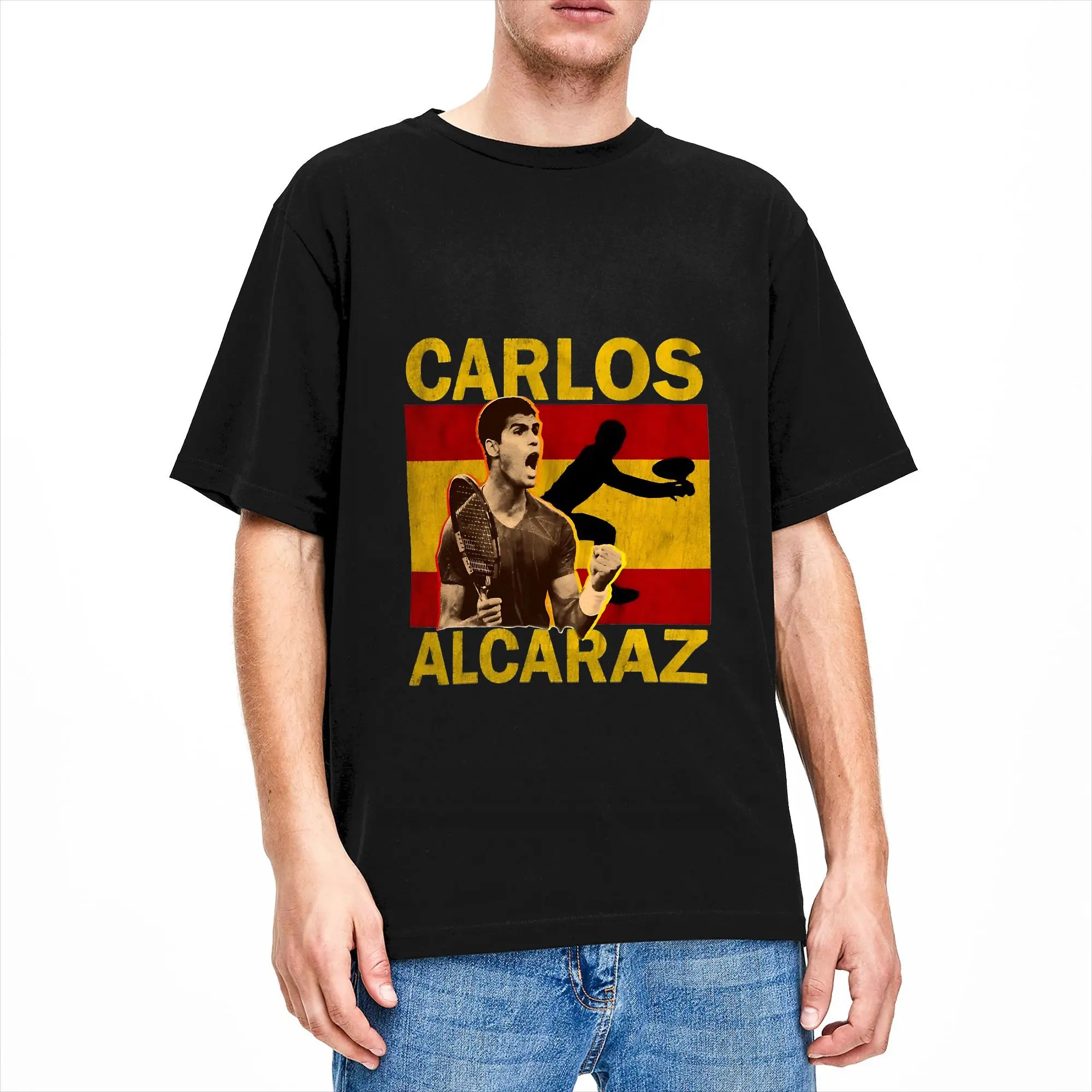 Carlos Alcaraz  100% Cotton T-Shirt For Man Summer  Vintage T-Shirts Round Neck Hippie Tees Big Size Casual Tops