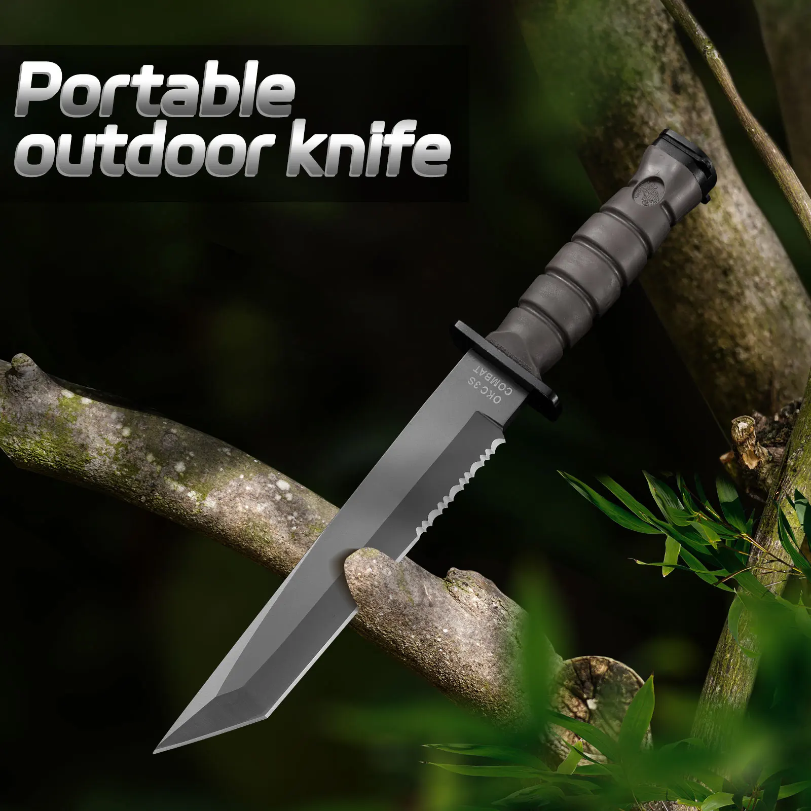 High-Density Military Tactical Knife Self-Defense Knife An Outdoor Survival Knife EDC Fixed Blade Hunting Knife