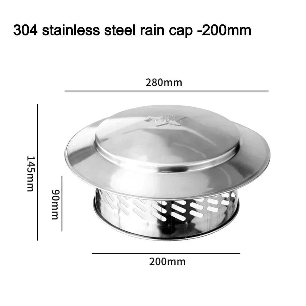 Tampa de chaminé de aço inoxidável, parede externa, saída de ar fresco, exaustor de tubo de telhado para dutos de ventilação, chaminés 80mm/110mm/160mm