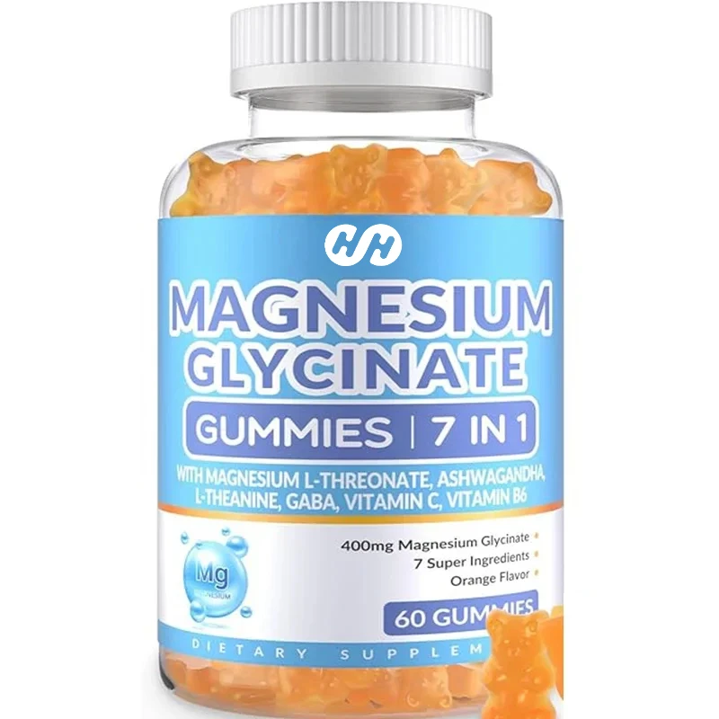 Magnesium Glycinate Gummies with L-threonine Contains South African Drunken Eggplant, L-theanine, GABA, Vitamin C, B6 60 Gummies