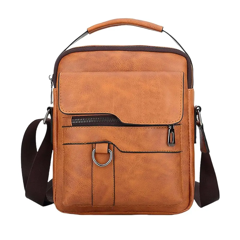 

Маленькая сумка через плечо, мужская сумка на плечо, винтажная кожаная сумка для офиса и бизнеса, мужская сумка-портфель на молнии.