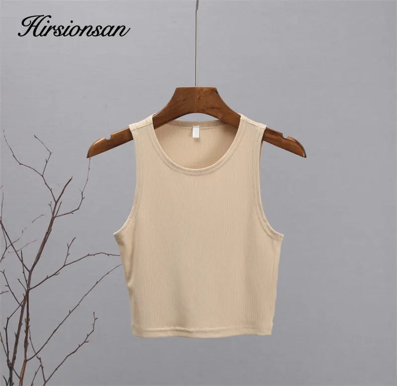 Hirsionsan Cotton Vest Women 2023 Summer Slim Sleeveness Tank Y2k Crop Tops for Girl Outfits Solid Female Clothes