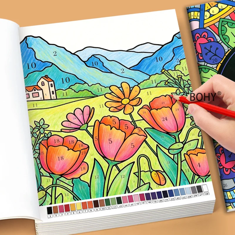 1 Adult Digital Coloring Fun Coloring Book Fresh and Natural Style Line Drawing Patterns Adults To Relax and Fill Colors At Home