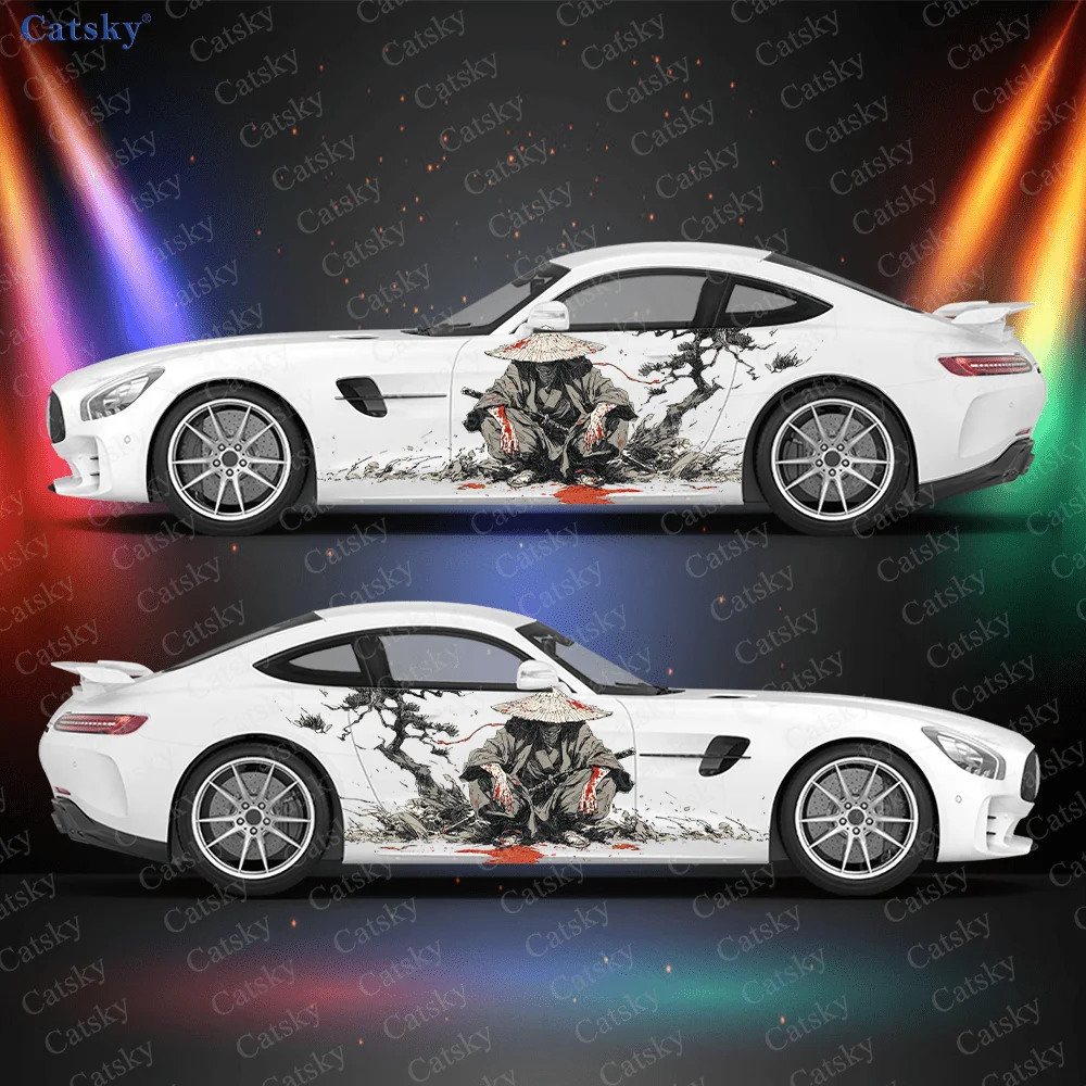 

Samurai Conical Hat Blood Car Vinyl Wraps Decal Self-adhesive PVC Sticker Suitable for Trucks SUV Decor Auto Accessories Gift