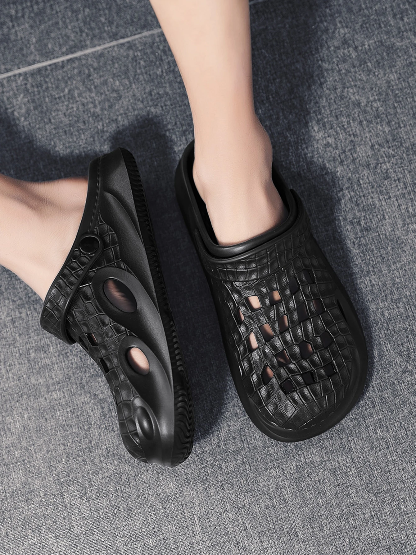 

Мужские летние повседневные легкие сабо из ЭВА с текстурой под камень, цельные, без застежек, для пляжа и сада, большие размеры