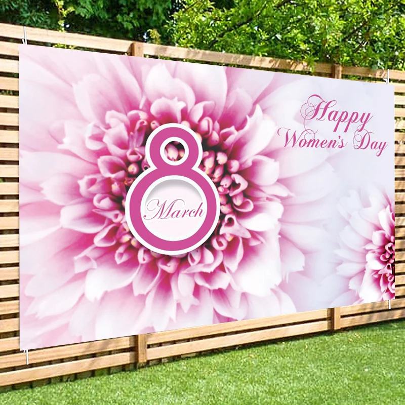 Photo Backgrounds for Photography Womens Day Decorations Pink Flowers 8 March Backdrop Adult Female Party Photo Banner Props