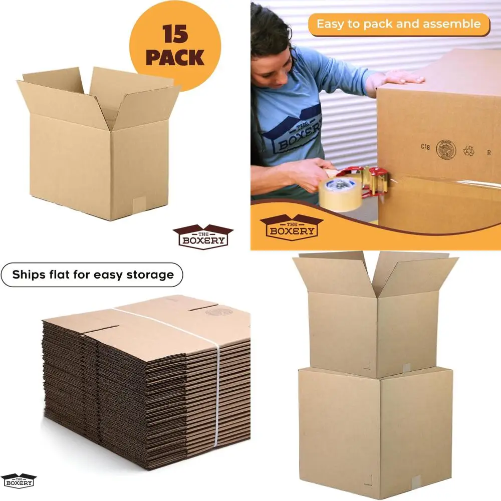 

Коробки из гофрированного картона коричневого цвета, 24x18x16 дюймов, упаковка 15 штук | Подходит для почтовых отправлений, упаковки, переезда, хранения - прочный, экологичный.