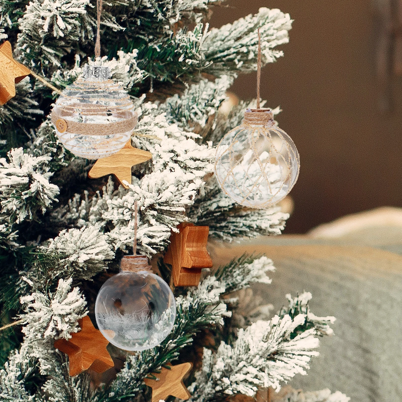 

6Pcs Christmas Ball Pendants Clear Baubles Hanging Tree Ornaments for Xmas Decoration Props Holiday Party Garden Ceiling Display