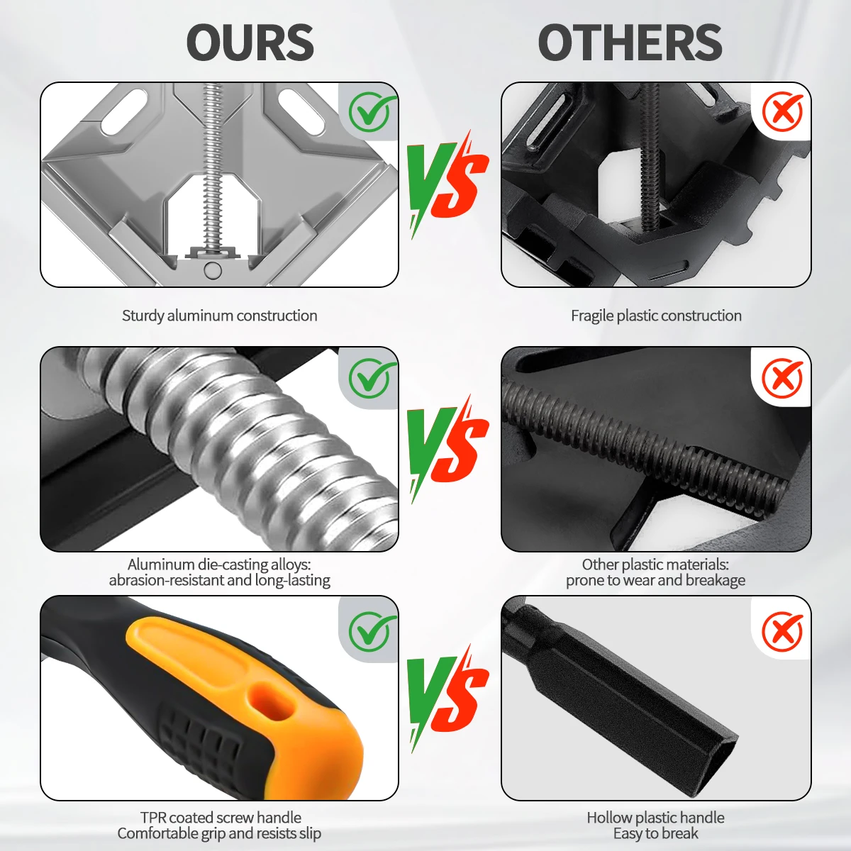 Abrazaderas de madera de ángulo recto de 90 grados para carpintería, con marco de aleación de aluminio de mandíbula oscilante ajustable, para soldadura, carpintería DIY