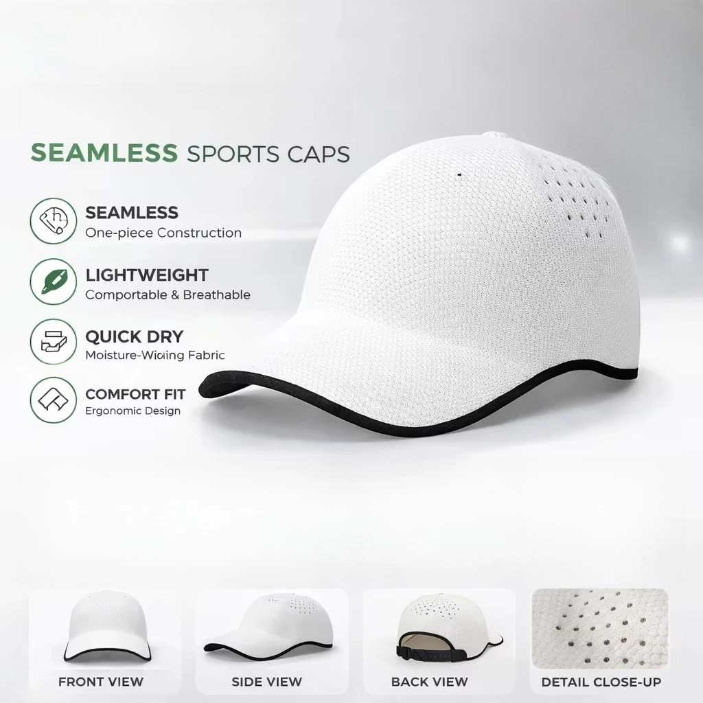 Premium Seamless Knitted Golf Cap, Lightweight Breathable Sports Running Hat