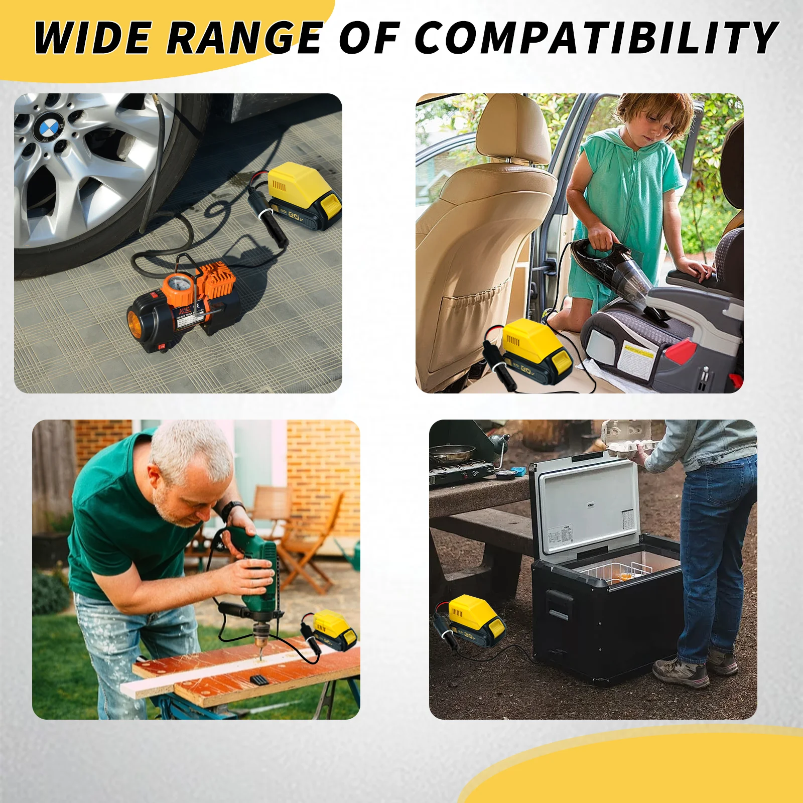 Adaptador com isqueiro para todos os aparelhos do carro, bateria máxima do Li-íon do Dewalt 20V a 12V