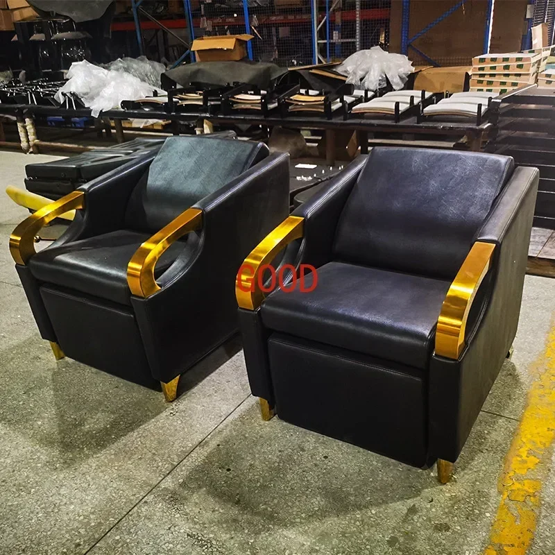 Barber shop seated shampoo bed semi-reclining ceramic basin hairdressing