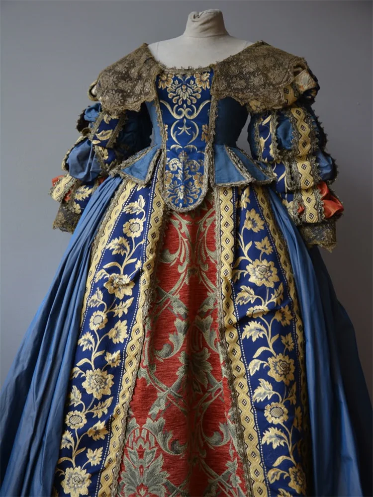 15. Jahrhundert Tudor elisabethanisches italienisches Renaissance-blaues Borgia-Kleid Vintage Royal Court Ballkleid nach Maß