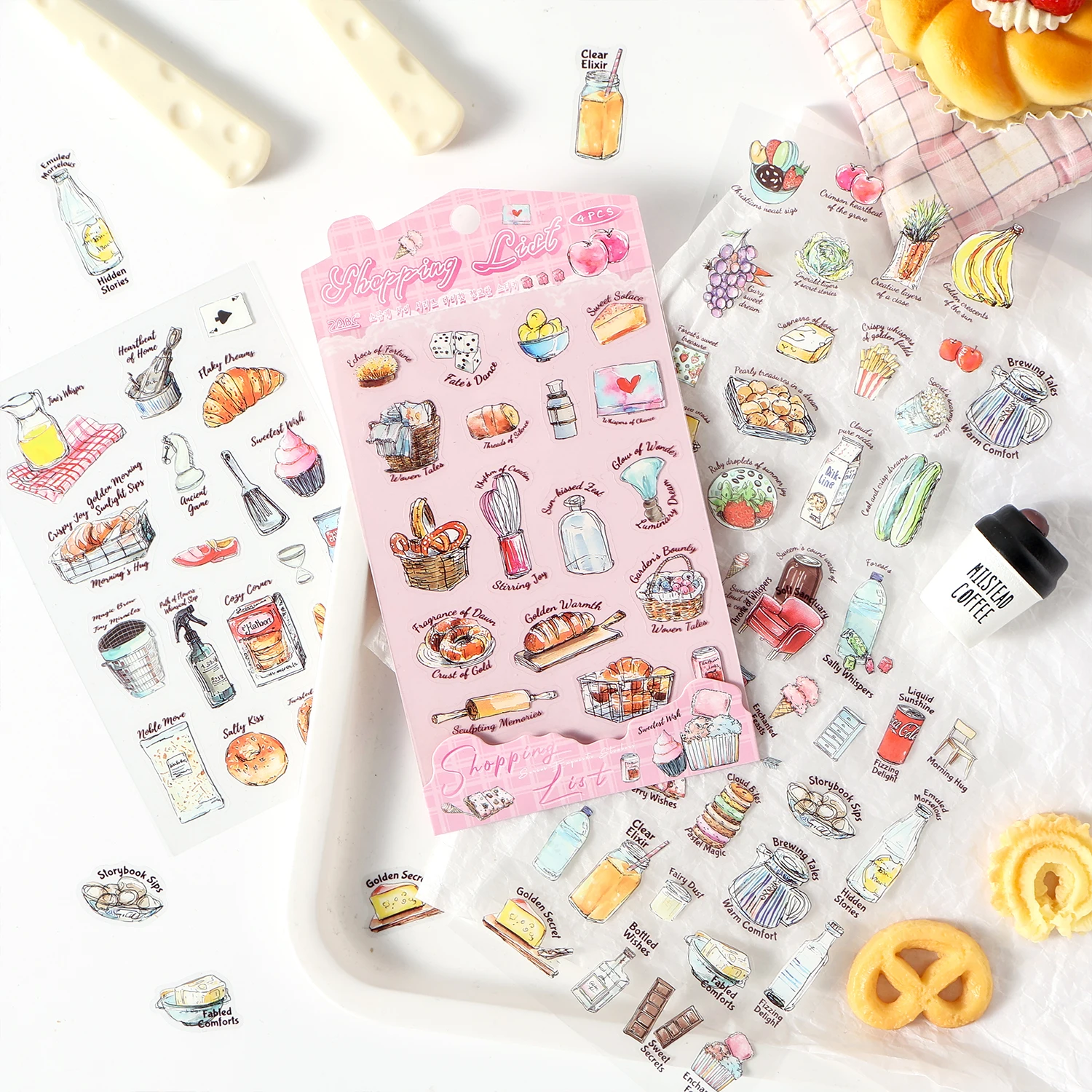 4sheets Kawaii Ins Life Stories Small Elements Die Cut PET Stickers DIY Diary Handmade Decoration Aesthetics Stationery Stickers