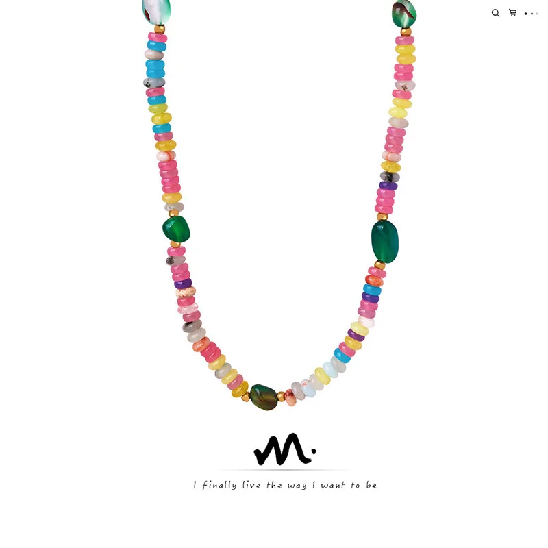 

【Mirrordust】Высококачественные бусины из натурального камня, счеты, зеленый агат, капля воды, ожерелье из бисера, нишевые украшения для женщин